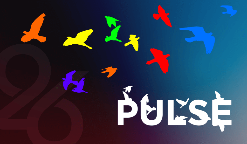 Graphic of multi color birds above text displaying Remembering Pulse