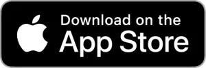 A black rectangular button with a white Apple logo on the left and the text "Download on the App Store" in white on the right. The button has a thin grey border.